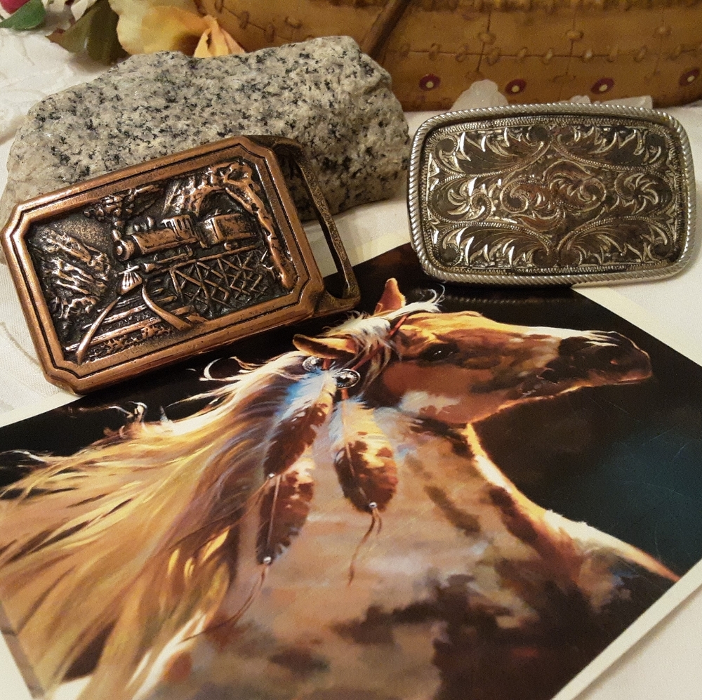 VTG. TE EXPRESS SOLID BRASS RAILROAD BELT BUCKLE